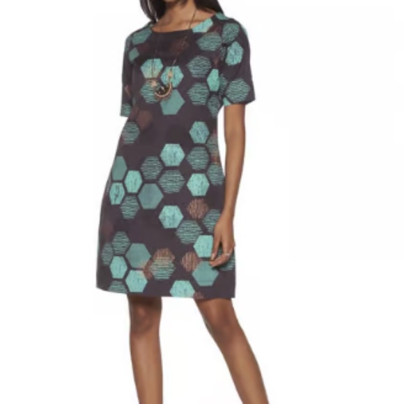 Bombay Paisley cotton linen blend pull over dress honeycomb pattern size M - Picture 1 of 16